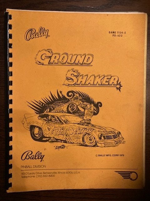BALLY GROUND SHAKER MANUAL WITH SCHEMATICS, Verzamelen, Elektronisch, Bally, Ophalen of Verzenden, Zo goed als nieuw