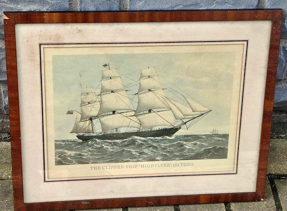 Lithographie the clipper ship highfyper, Antiquités & Art, Enlèvement ou Envoi, Lithographie