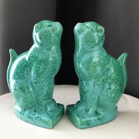 Art Deco Kattenbeelden Louis Fontinelle boekensteunen⚡👌, Minder dan 20 cm, Art deco, Ophalen of Verzenden, Zoogdier