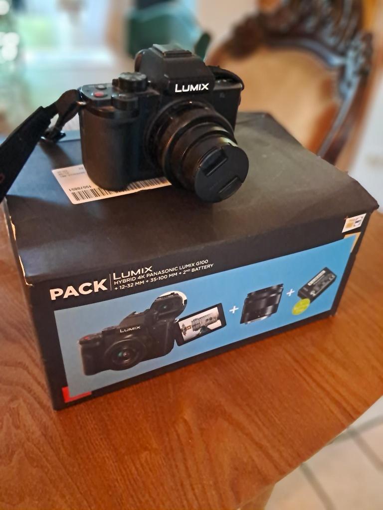 Pack Appareil Photo+obj LUMIX G 100 HYBRID 4K PANASONIC, Enlèvement, Comme neuf