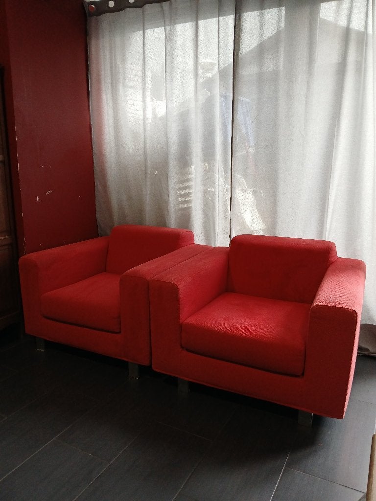 À VENDRE 2 FAUTEUILS, Vintage, Rouge, Utilisé, Enlèvement