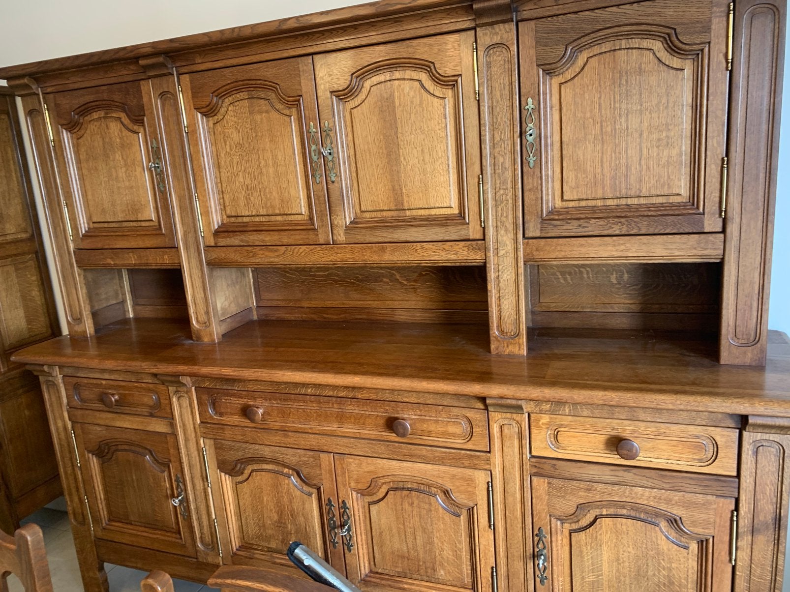 Buffetkast/ dressoir  eik 2 losse delen 240Lx195 Hx 54 D, Ophalen, 200 cm of meer, 150 tot 200 cm, Eikenhout