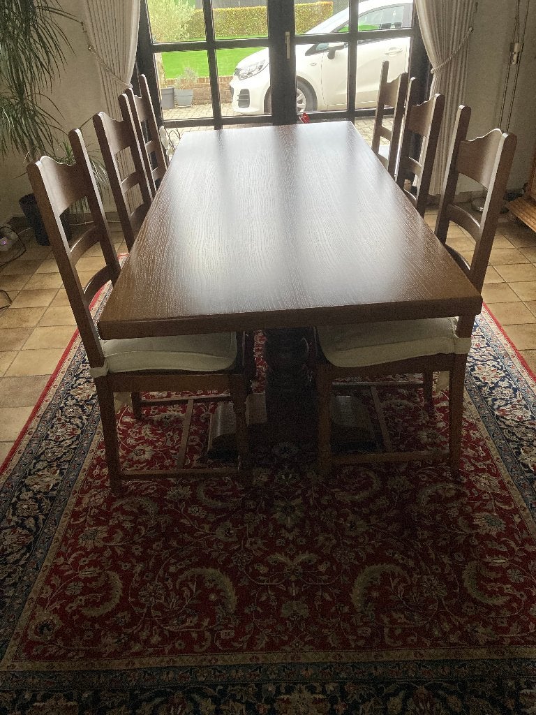 Eettafel + stoelen, Enlèvement, Utilisé, 50 à 100 cm, Chêne