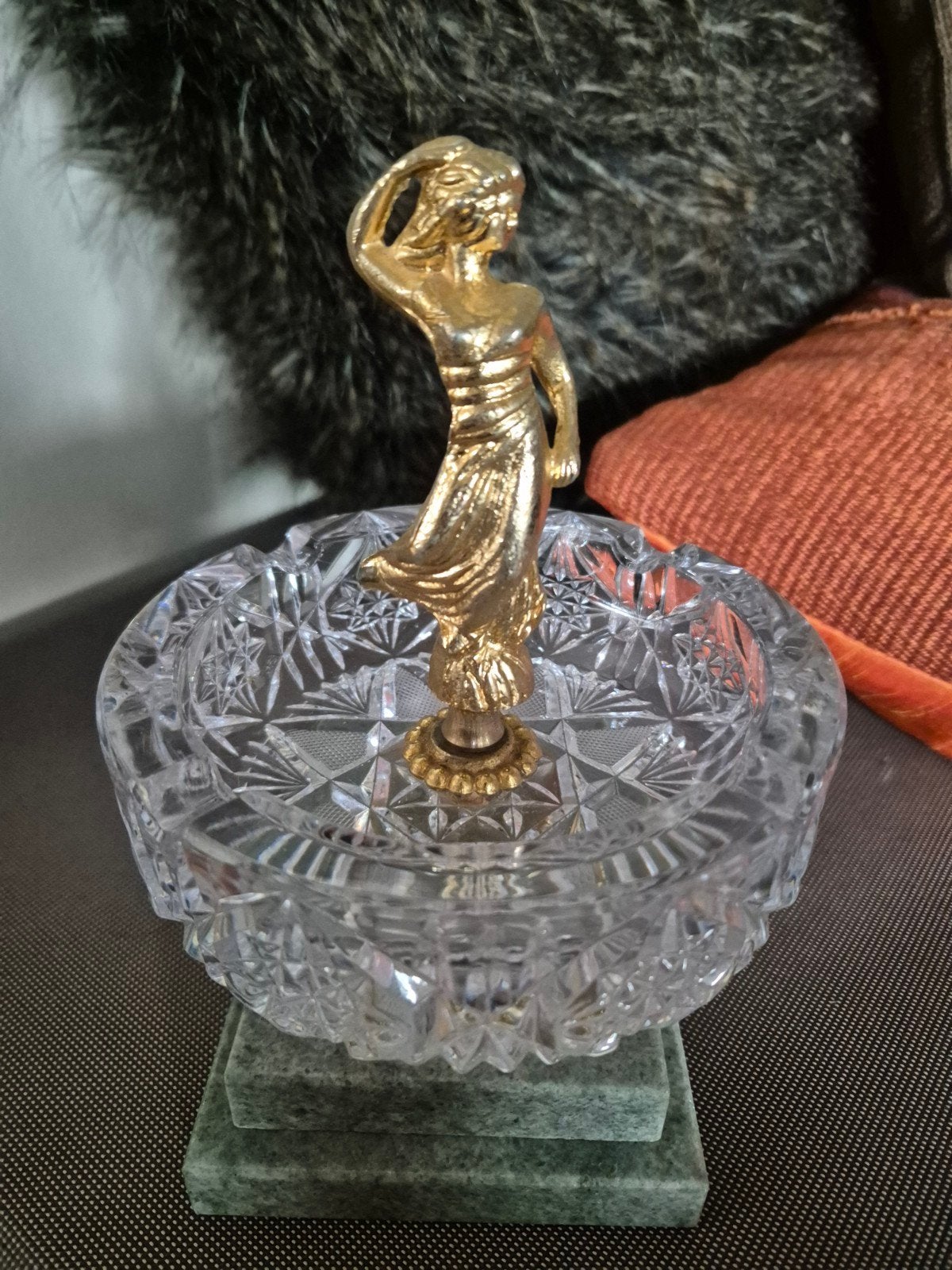 art deco kristallen zware asbak, Ophalen of Verzenden