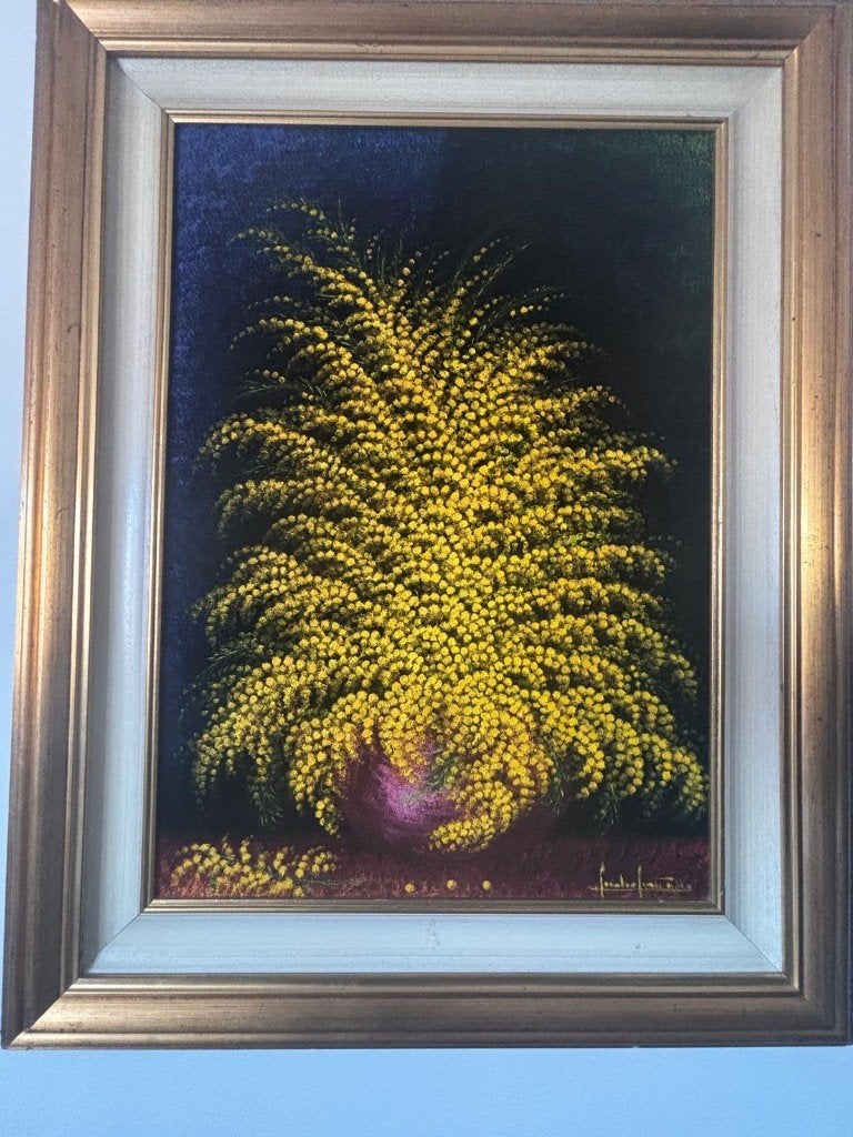 Gian Piero Gualco – MIMOSA – 50 x 70 – 1987, Antiek en Kunst, Kunst | Schilderijen | Klassiek, Doek, Impressionistisch, Gesigneerd