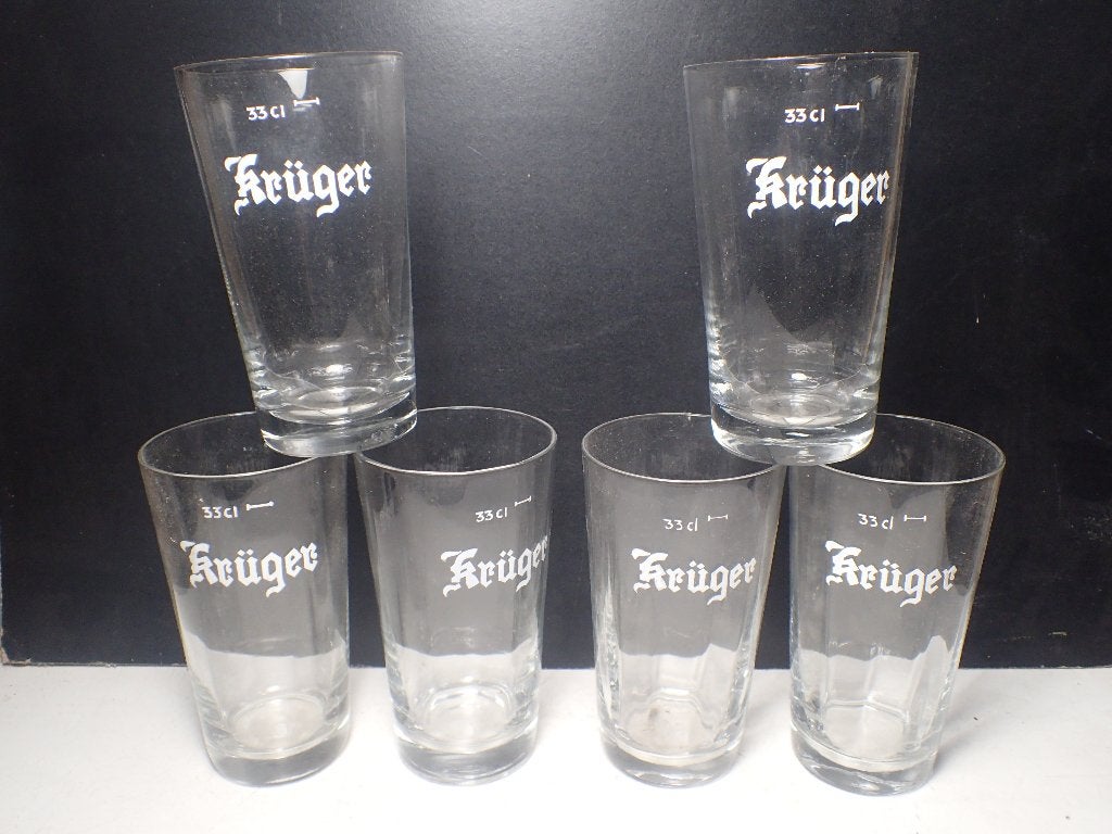 6 oude facetglazen Kruger Eeklo, Verzamelen, Ophalen of Verzenden, Gebruikt, Glas of Glazen, Overige merken