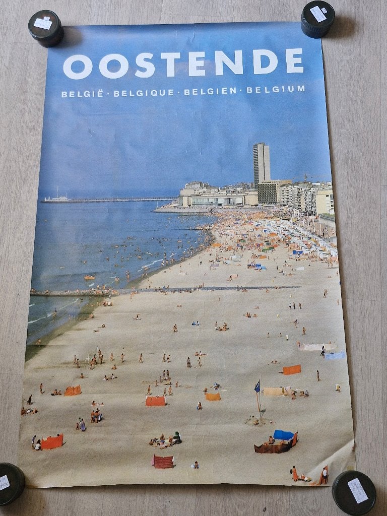 Originele vintage toerisme poster Oostende (jaren '70/'80), Deurposter of groter, Ophalen of Verzenden, Reclame, Rechthoekig Staand