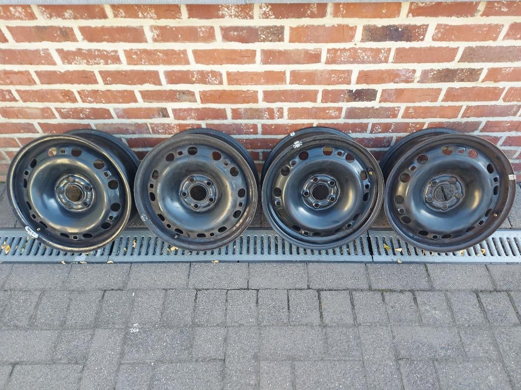 4 stalen velgen VW - 5 gaten, Auto-onderdelen, Banden en Velgen, Ophalen, Gebruikt, Velg(en)