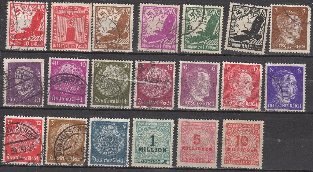 Deutsches Reich - set van 20 zegels klein formaat, Postzegels en Munten, Ophalen of Verzenden, Gestempeld