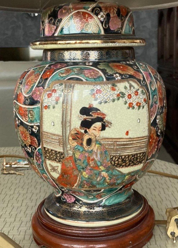 Chinees of Japanse dekselvaas als lampenkap, Antiek en Kunst, Ophalen