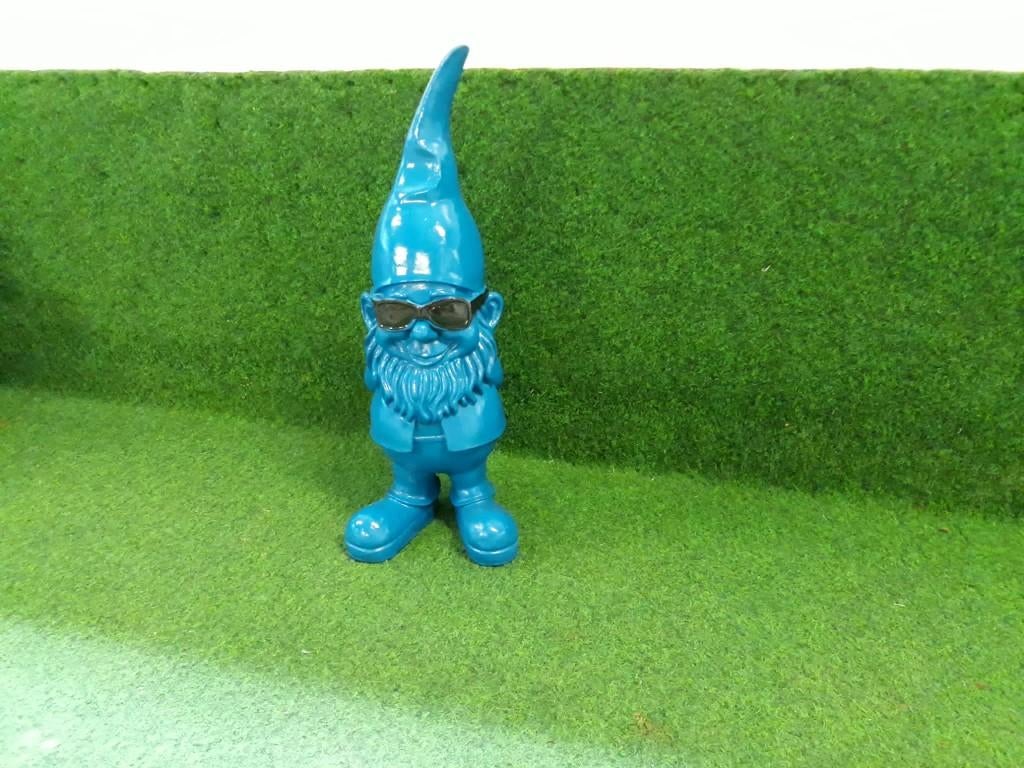 Tuinkabouter blauw met zwarte zonnebril, Ophalen of Verzenden, Nieuw, Kunststof, Overige typen