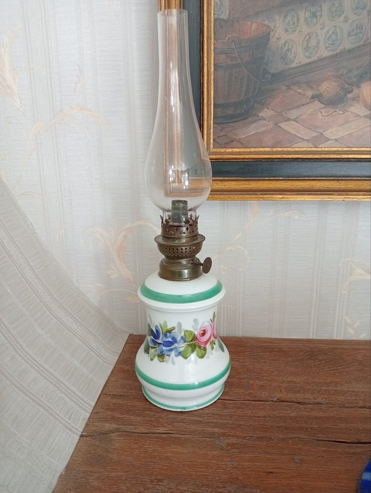 antieke olielamp, Ophalen of Verzenden