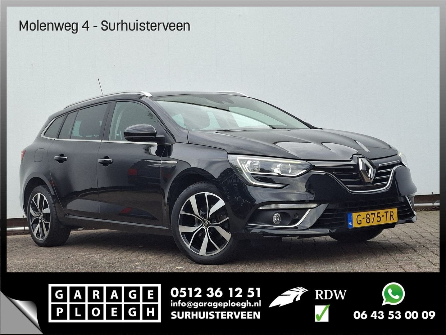 Renault Megane Estate 1.3 TCe Bose FullNAvi Camera Trekhaak(, Zwart, Bedrijf, Parkeersensor, Onderhoudsboekje