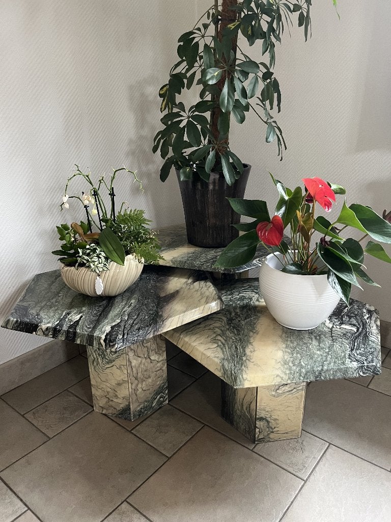 Set Salontafels / Bijzettafels in Marmer, Ophalen, Overige materialen, 50 tot 100 cm, 50 tot 100 cm