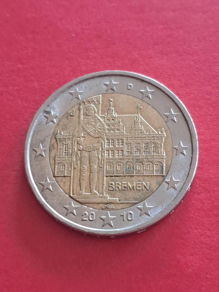 2010 J Allemagne 2 euros Brême Hambourg, Envoi, Allemagne, 2 euros, Monnaie en vrac