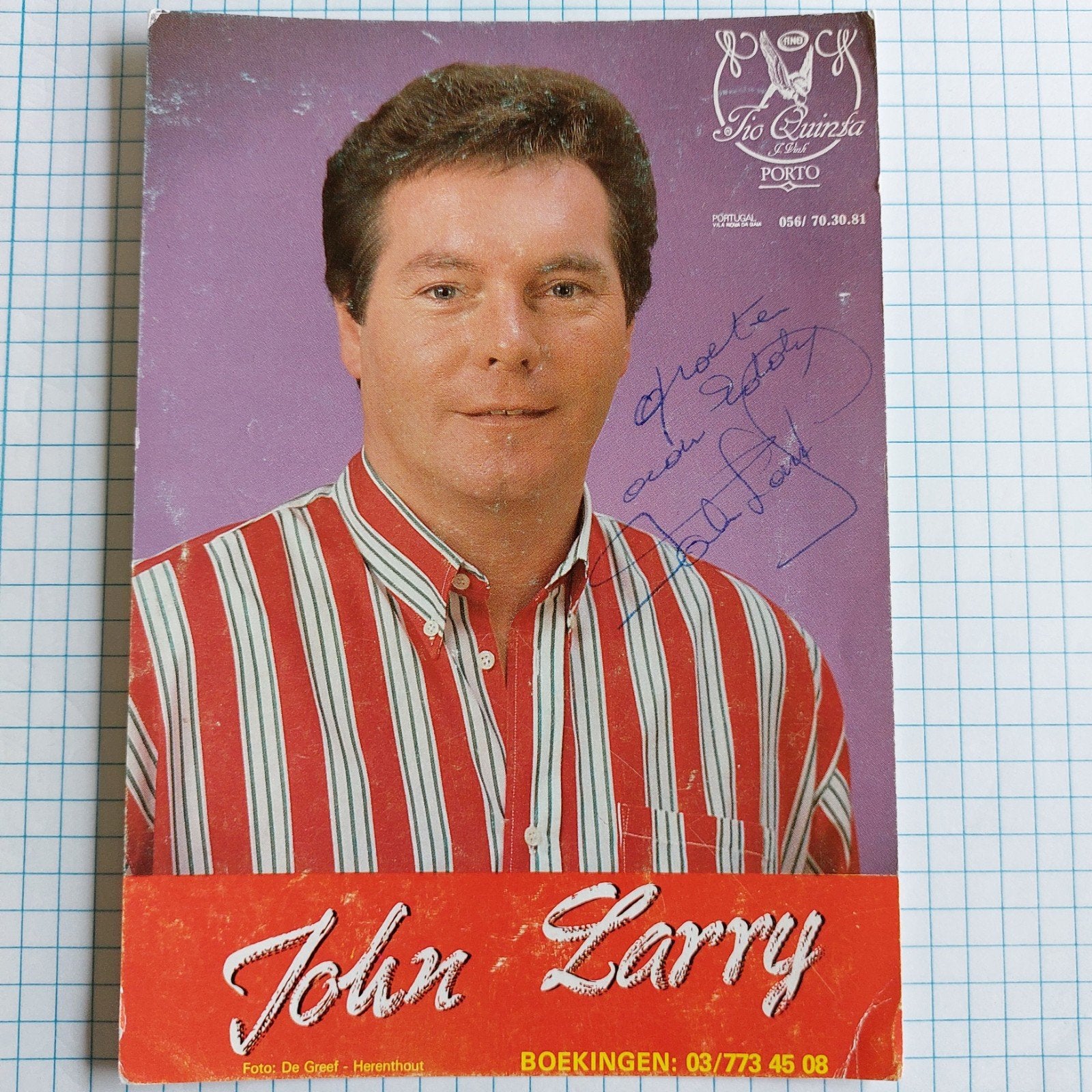 fotokaart zanger John Larry, Ophalen of Verzenden
