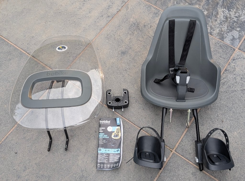 Bobike Go Mini + Scherm, Fietsen en Brommers, Ophalen, Voorzitje, Gebruikt, Voetsteuntjes