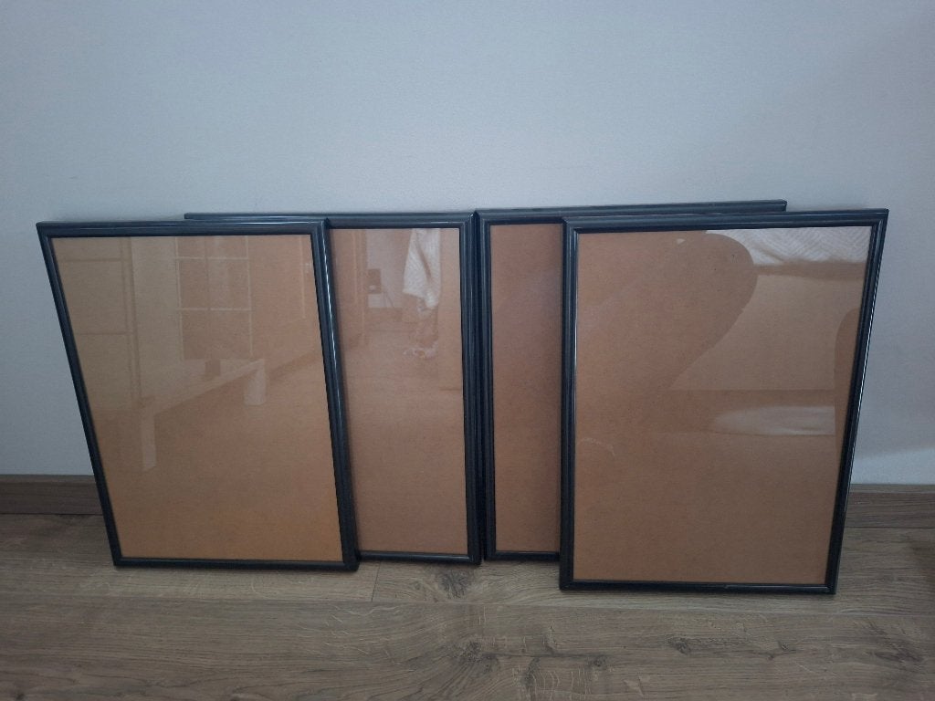 4 zwarte foto kader frame, Gebruikt, Standaard fotolijst, Ophalen of Verzenden, Zwart