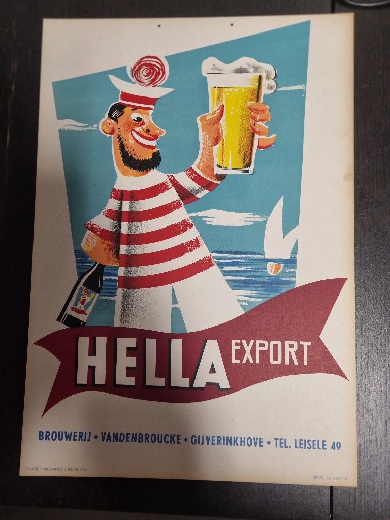 Hella Export karton bier reclame, Verzamelen, Ophalen of Verzenden, Zo goed als nieuw, Reclamebord, Plaat of Schild
