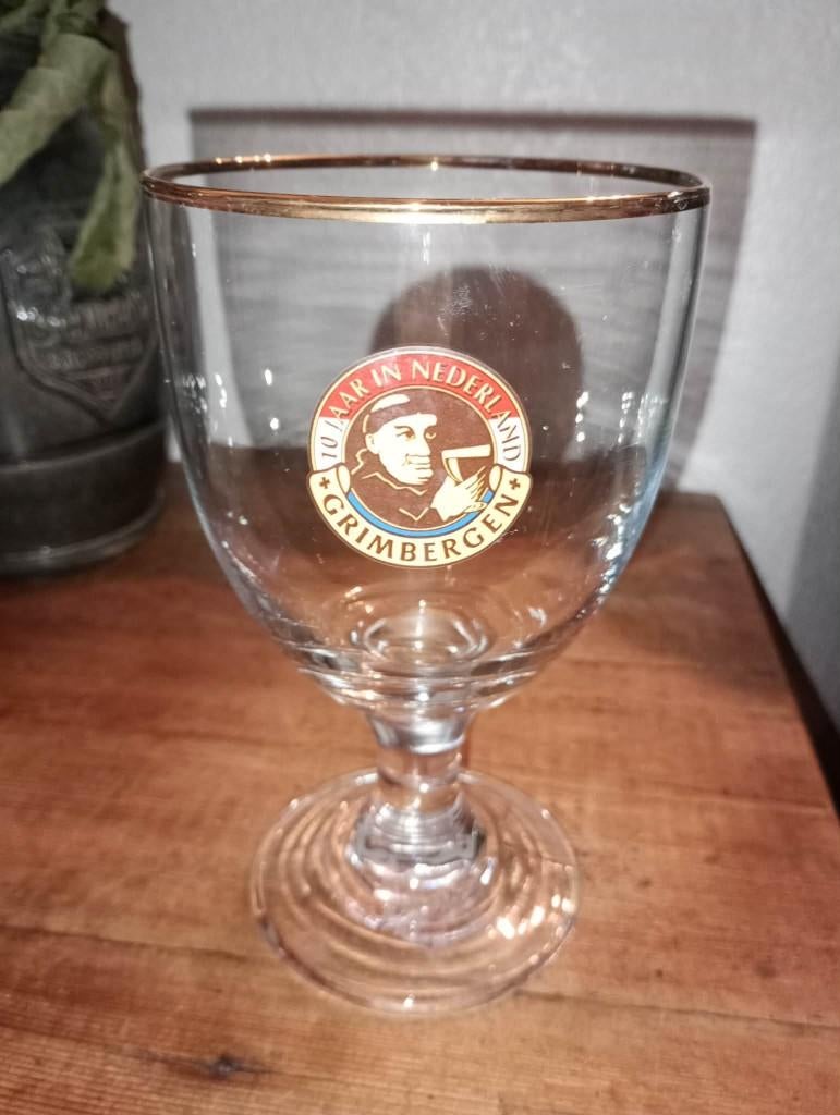 Brouwerij bierglas Grimbergen Abdij monnik logo, Ophalen of Verzenden, Zo goed als nieuw, Glas of Glazen, Overige merken