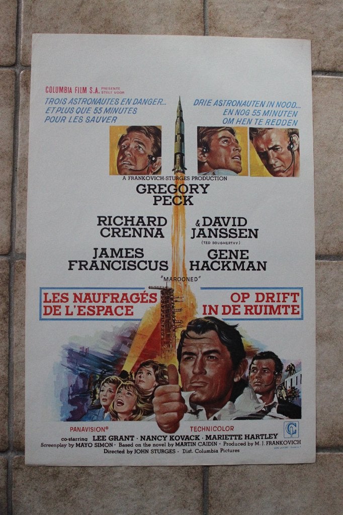 filmaffiche Marooned Gregory Peck filmposter, Enlèvement ou Envoi, Rectangulaire vertical, A1 jusqu'à A3, Comme neuf