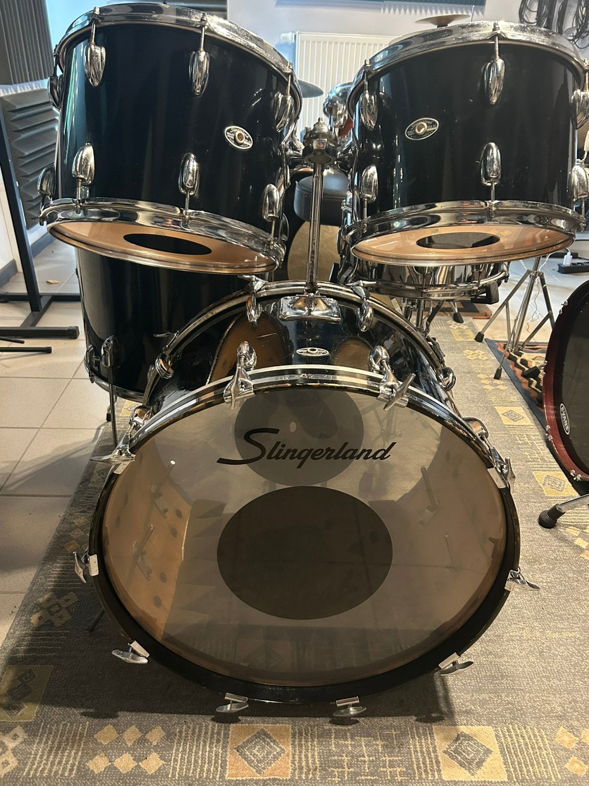 Slingerland 70’s 13-14-18-24 bomber kit noire dans son jus, Muziek en Instrumenten, Drumstellen en Slagwerk, Gebruikt, Overige merken