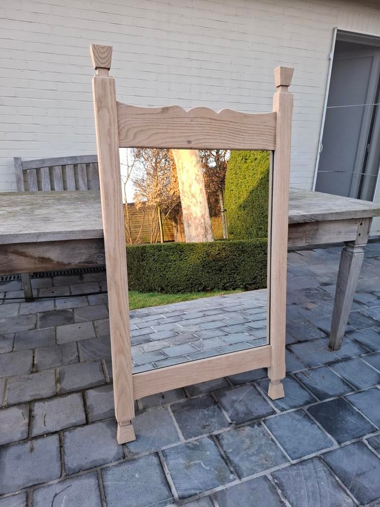 Spiegel met massief eiken geluchtgomde kader., Ophalen of Verzenden