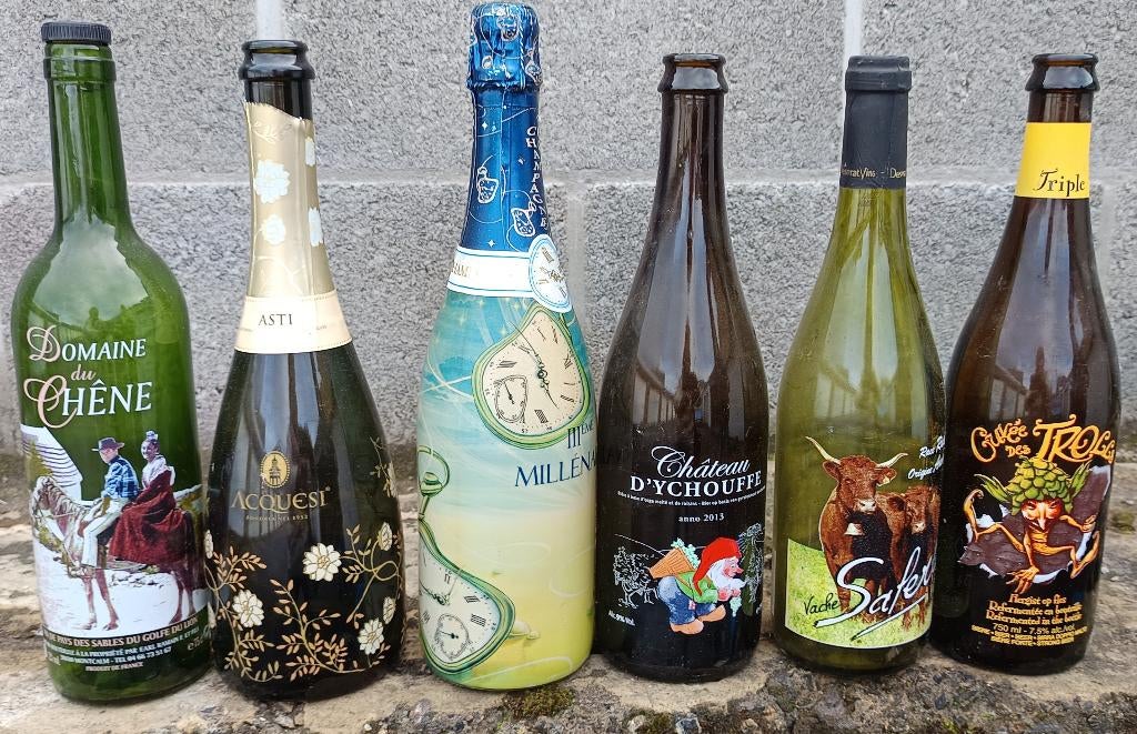 bouteilles serigraphieés vin ,champagne(de collection), Verzamelen, Wijnen, Ophalen, Gebruikt, Overige gebieden, Champagne