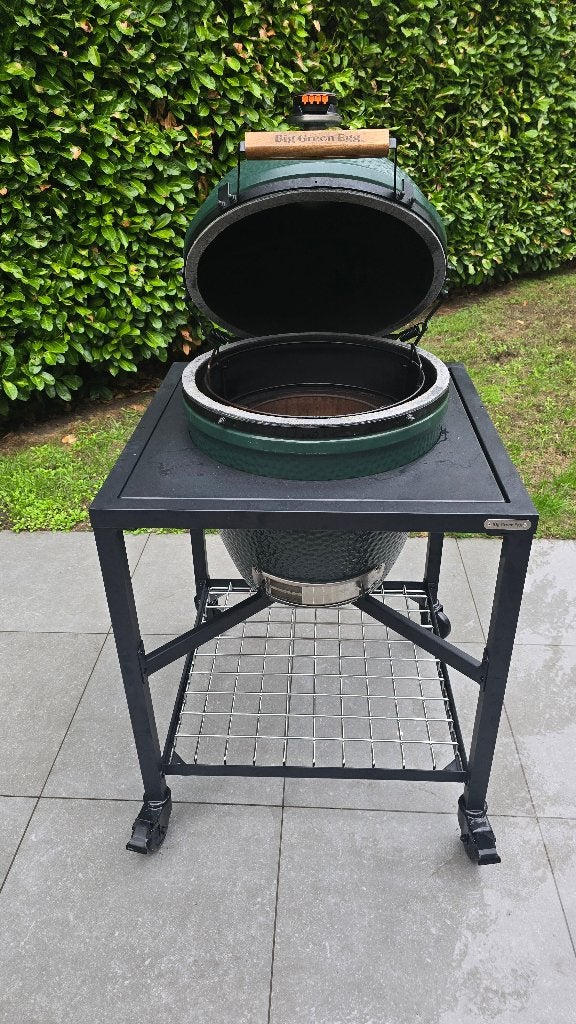Big Green Egg Large + origineel Frame + accessoires, Jardin & Terrasse, Support@BigGreenEgg.com, Big Green Egg, Comme neuf, Enlèvement