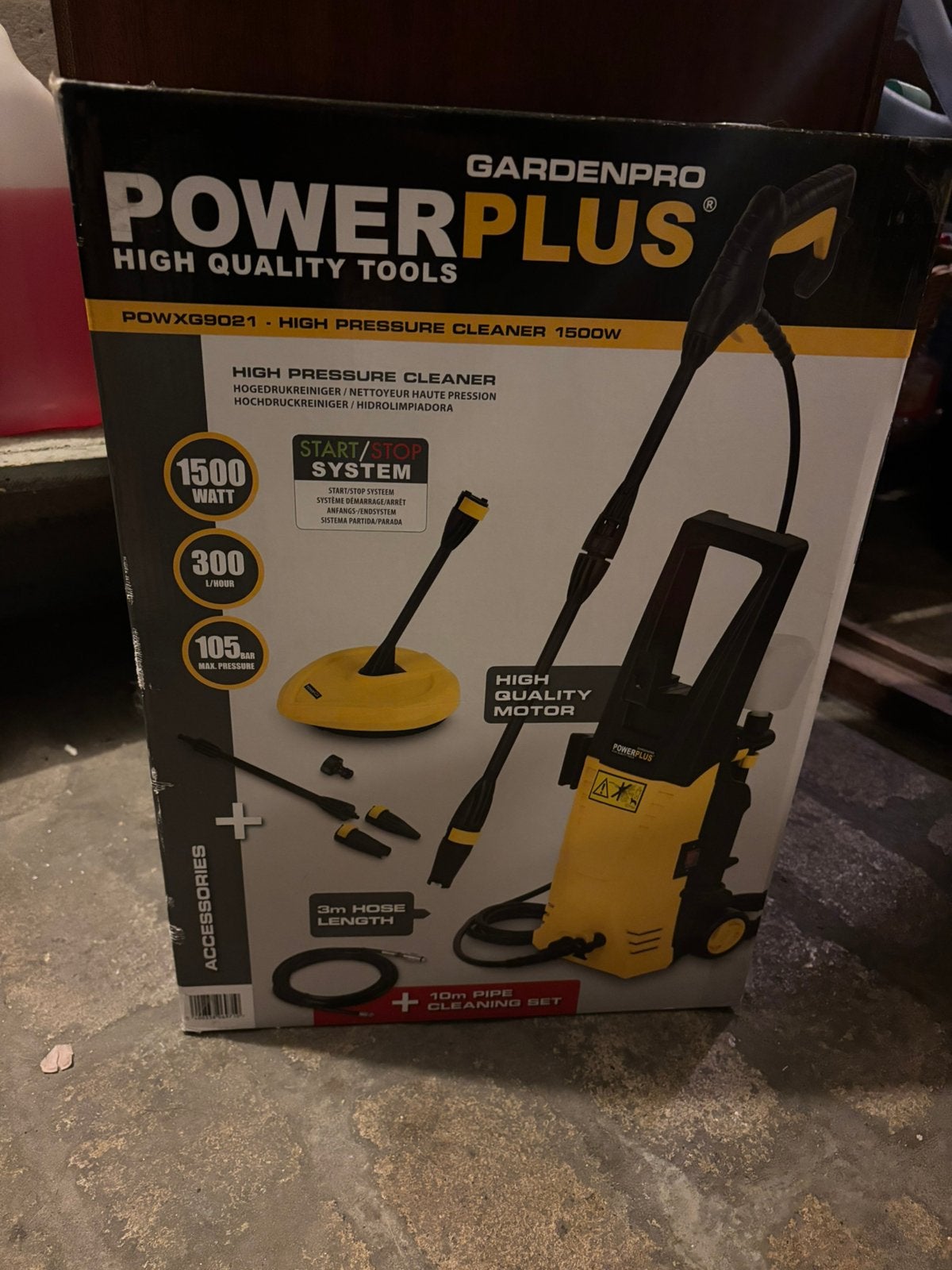 Nettoyeur haute pression POWERPLUS 1500W (105 bar), Jardin & Terrasse, Nettoyeurs haute pression, Enlèvement, Comme neuf