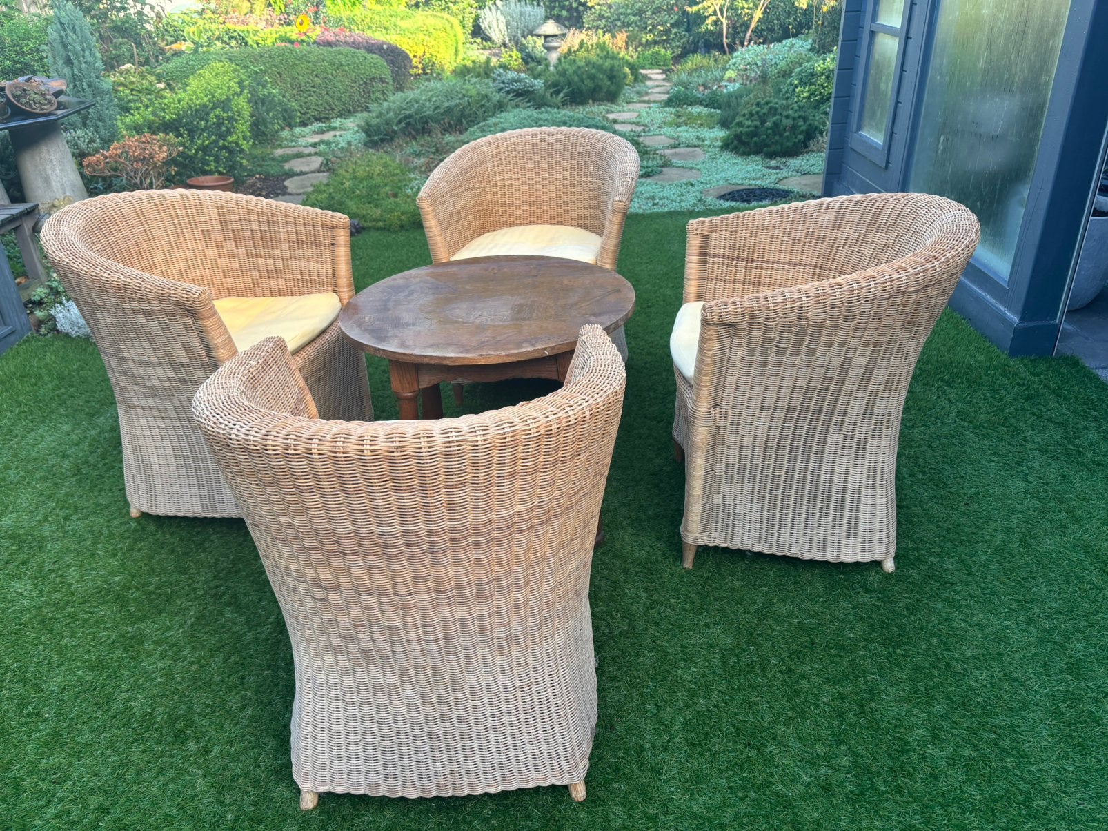 4 terras zetel in rotan, Tuin en Terras, Ophalen, Zo goed als nieuw, Rotan