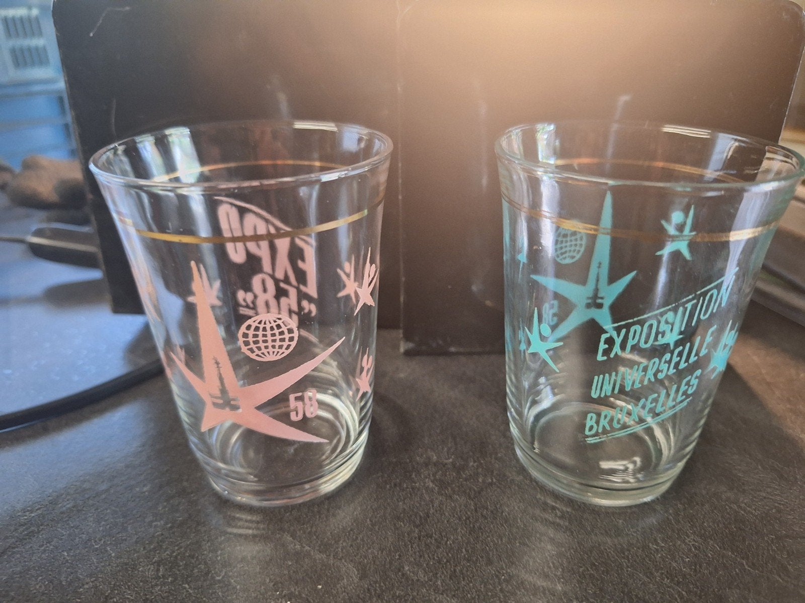 Lot 2 verres expo 58 bruxelles tb état couleur vive, Enlèvement ou Envoi