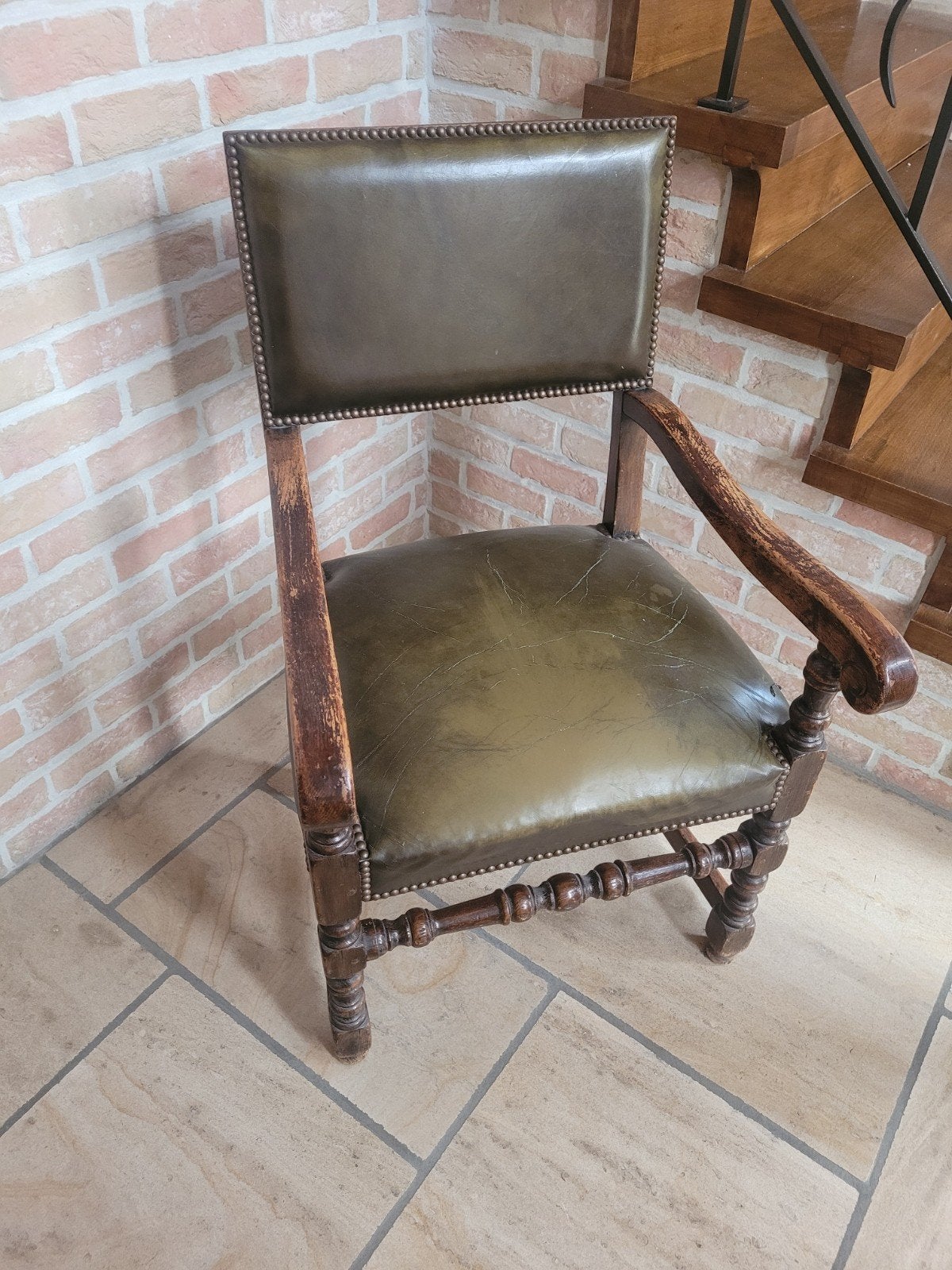 Antieke grote stoel, robuust, troonzetel, Antiek en Kunst, Ophalen