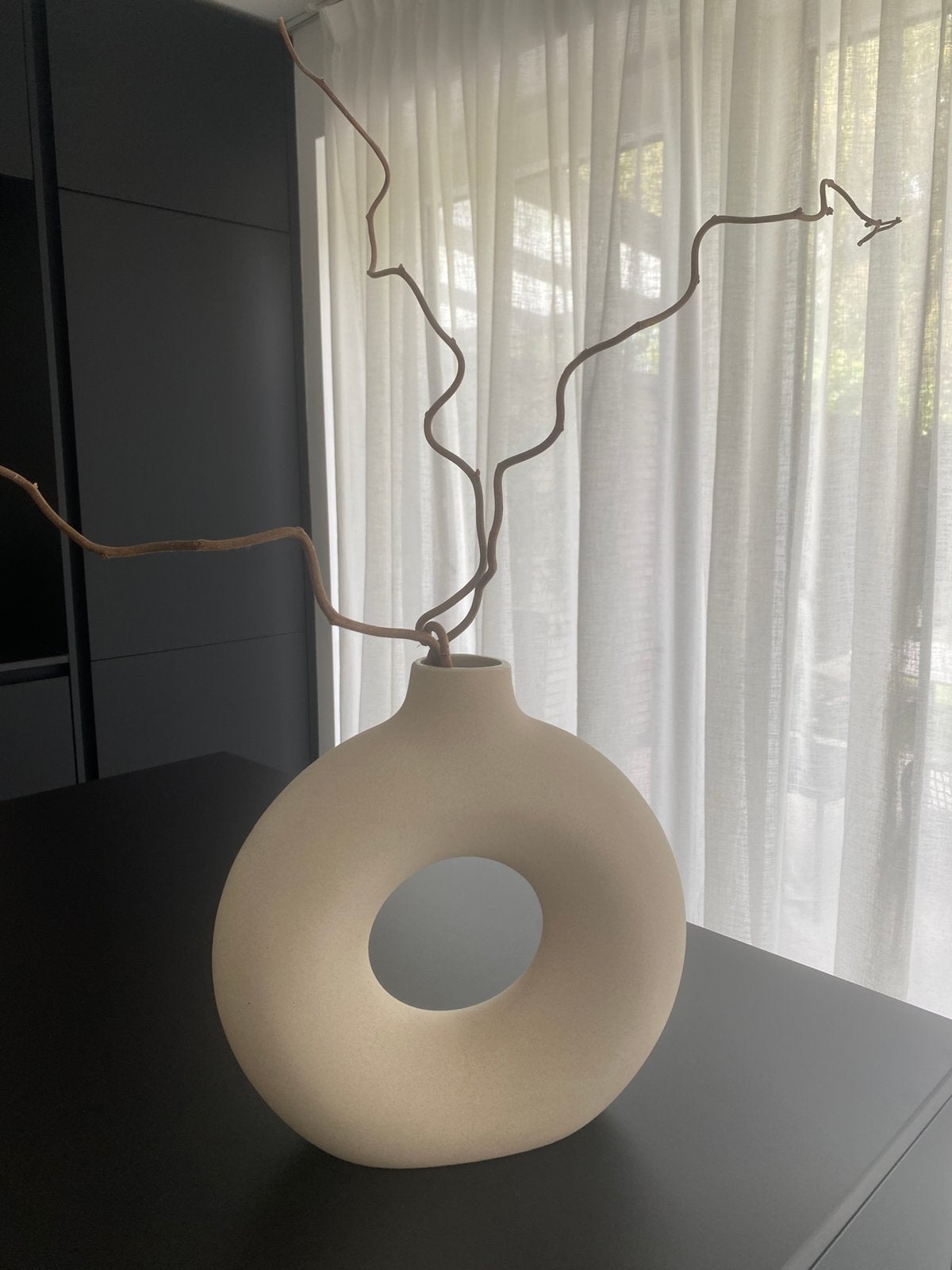 Keramieken vaas H&M Home, Huis en Inrichting, Woonaccessoires | Vazen, Ophalen, Beige