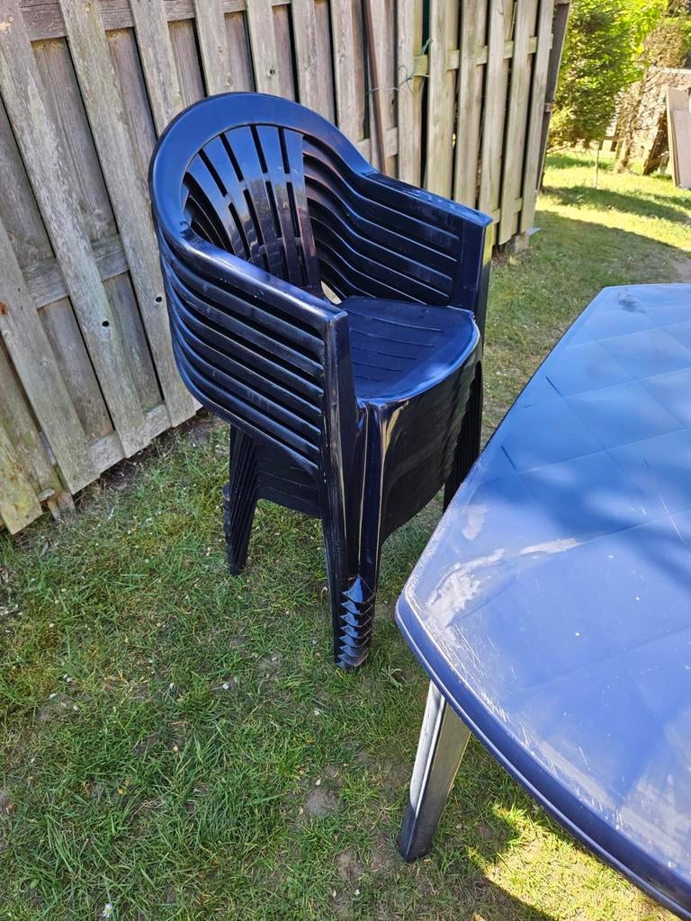 8tuinstoelen stapelbare in Houthalen gebruikt in goede staat, Tuin en Terras, Ophalen