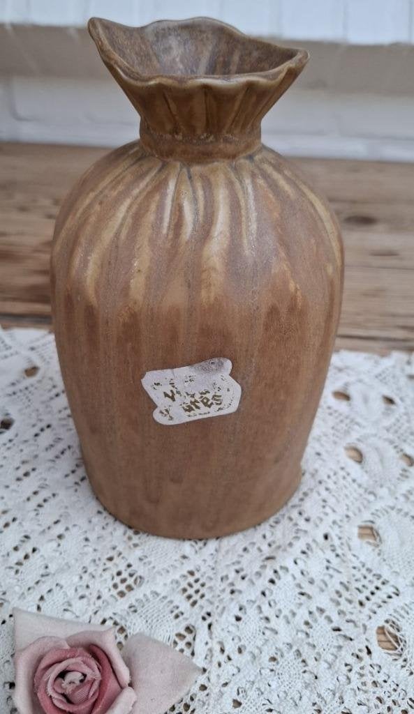 Vintage Franse Vieux Gres vaas in de vorm van een zak, Ophalen of Verzenden