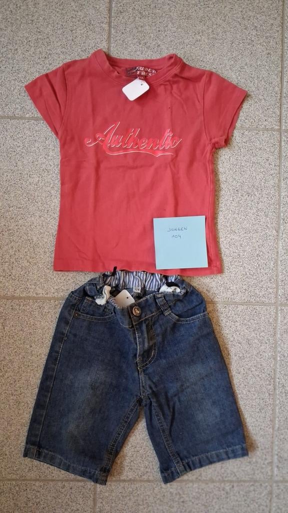 T-shirt en jeansbroek maat 104, Kinderen en Baby's, Broek, Ophalen of Verzenden, Zo goed als nieuw, Jongen
