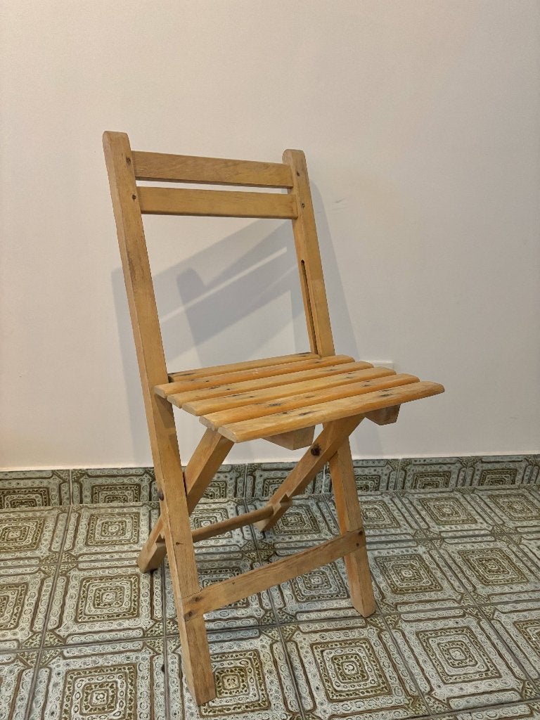 Retro klapstoel, Tuin en Terras, Ophalen, Hout, Inklapbaar