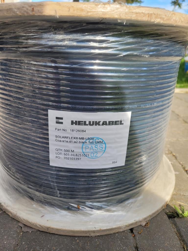 500 meter SOLAR KABEL 6mm² – NIEUW – DIRECT BESCHIKBAAR, Enlèvement