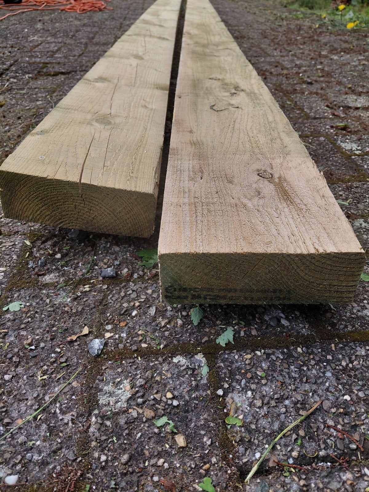 Houten balken geïmpregneerd 5m40, Tuin en Terras, Ophalen, Balken