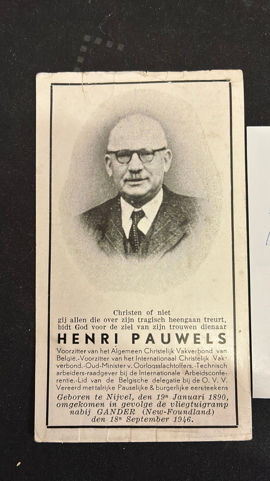 Bidprentje Henri Pauwels, Verzamelen, Bidprentjes en Rouwkaarten, Ophalen of Verzenden, Bidprentje