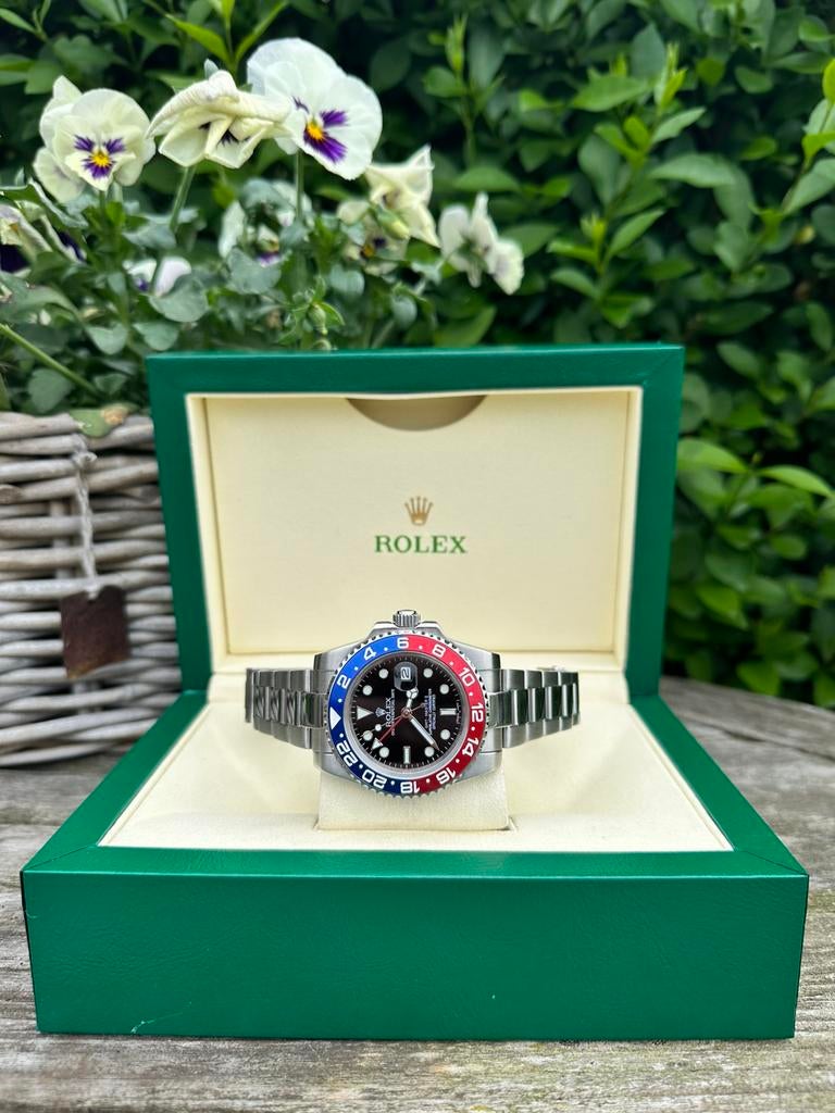 Rolex GMT-Master ll Pepsi, Handtassen en Accessoires, Horloges | Heren, Ophalen of Verzenden, Nieuw, Zilver, Rolex