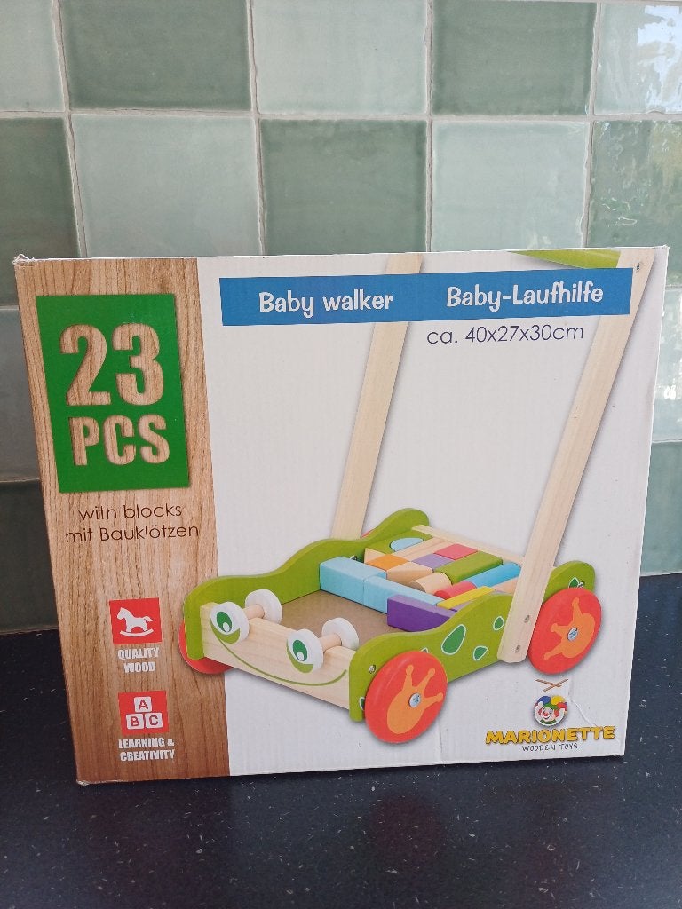 Houten blokkenkar, Kinderen en Baby's, Ophalen, Nieuw, Duw- of Trekspeelgoed