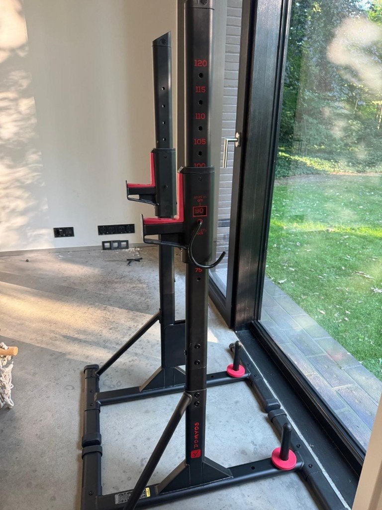 Verstelbare squat- en bench press steunen, Sport en Fitness, Ophalen, Zo goed als nieuw, Rug, Overige typen