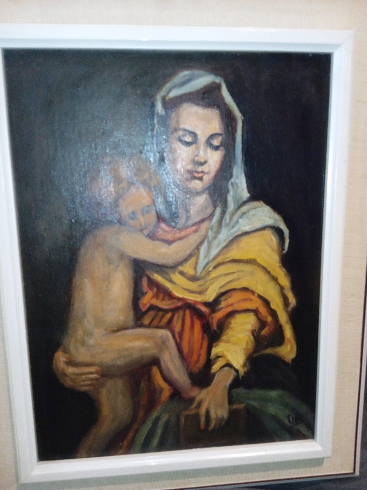 Maria met kind schilderij graag bieden, Verzenden