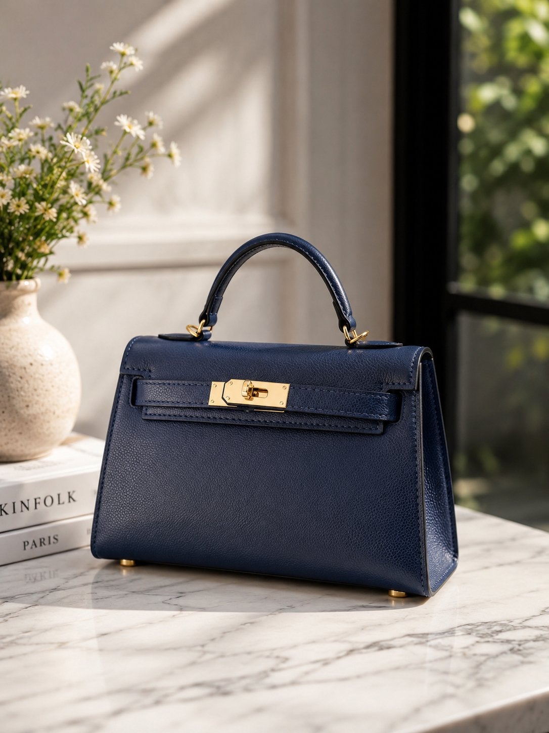 Sac à main Kelly bleu, Neuf, Enlèvement ou Envoi, Moins de 40 cm, Moins de 35 cm