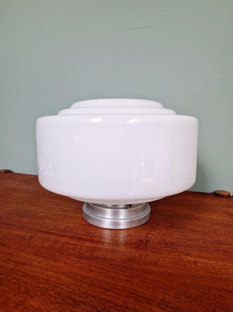Grand plafonnier Art Déco en opaline blanche, Philips, 1930, Enlèvement ou Envoi