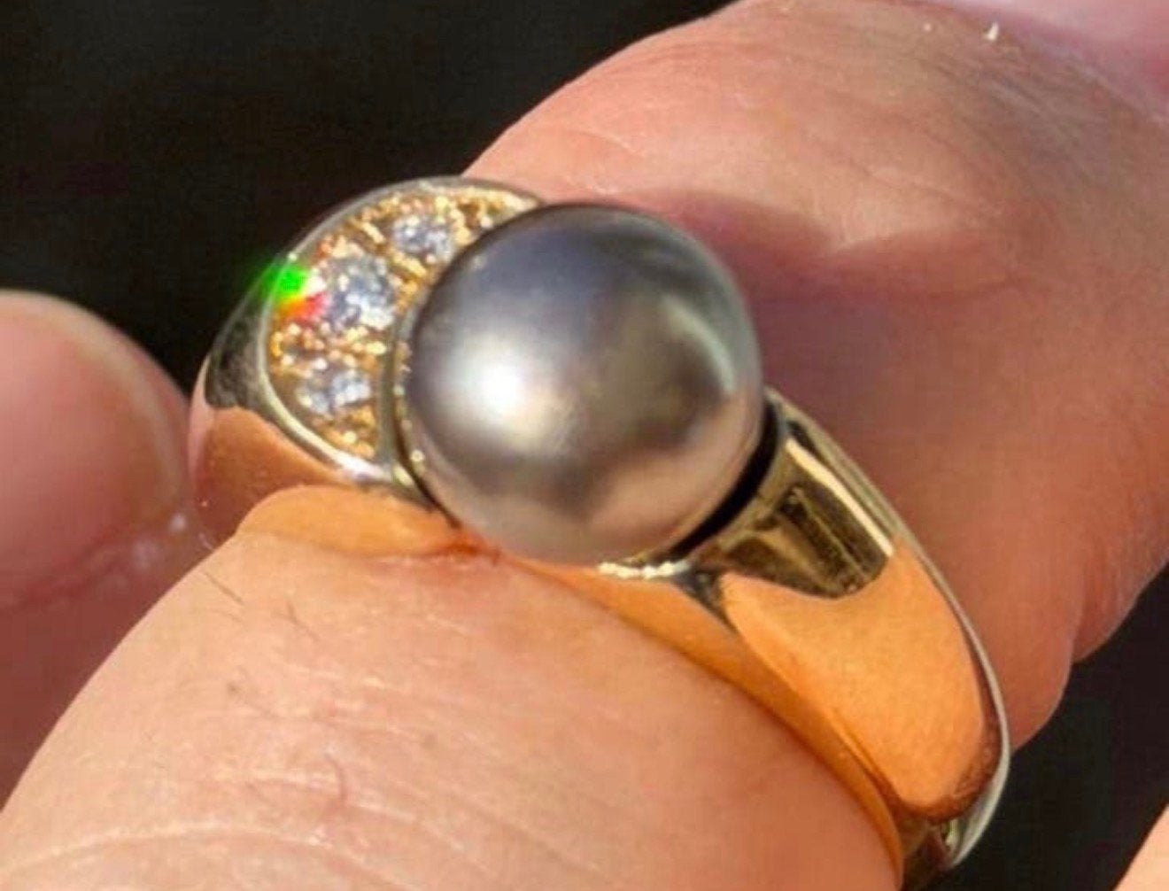Mooie 18 karaat gouden ring 8,2 gram met parel en diamant!, Met edelsteen, Geel, Ophalen of Verzenden, Kleiner dan 17