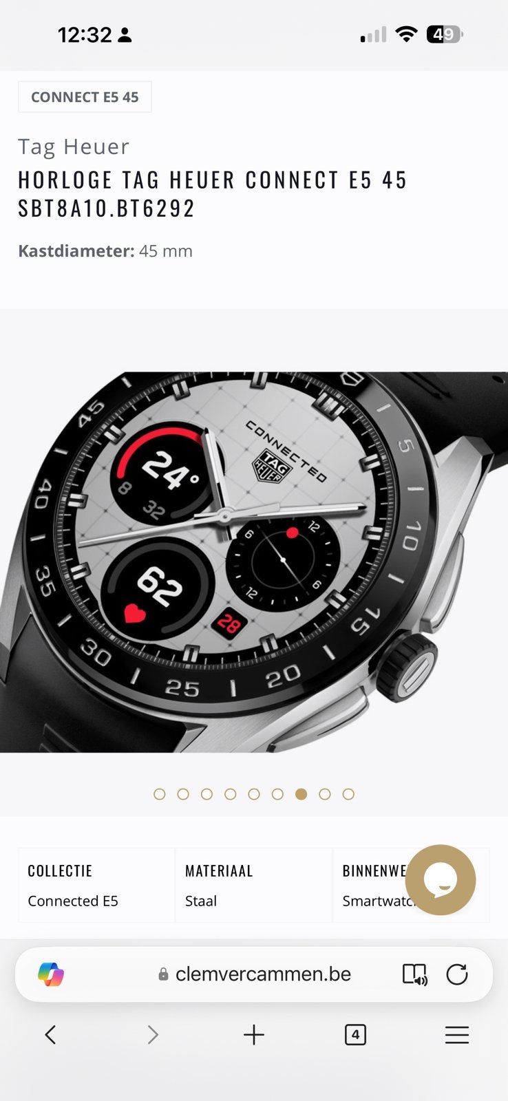 Tag Heyer E5 45 connected watch NIEUW, IOS, Nieuw, Ophalen of Verzenden, Waterdicht