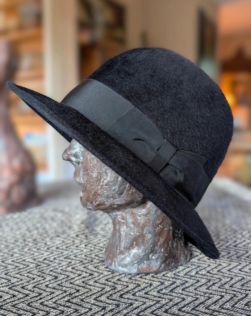 Borsalino vintage zwarte bolhoed "ARDILLA" maat 57, Kleding | Heren, Ophalen, 57 cm (M, 7⅛ inch) of minder, Borsalino, Hoed